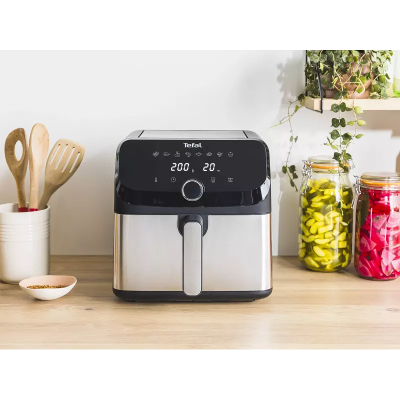 Tefal Easy Fry Mega EY855D10 gruzdintuvė vienvietė 7,5 L laisvai pastatoma 2020 W karšto oro gruzdintuvė juoda, nerūdijantis plienas
