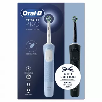 Oral-B Vitality Pro Duo suaugusiųjų besisukantis-osciliuojantis dantų šepetėlis Juoda, Mėlyna, Balta