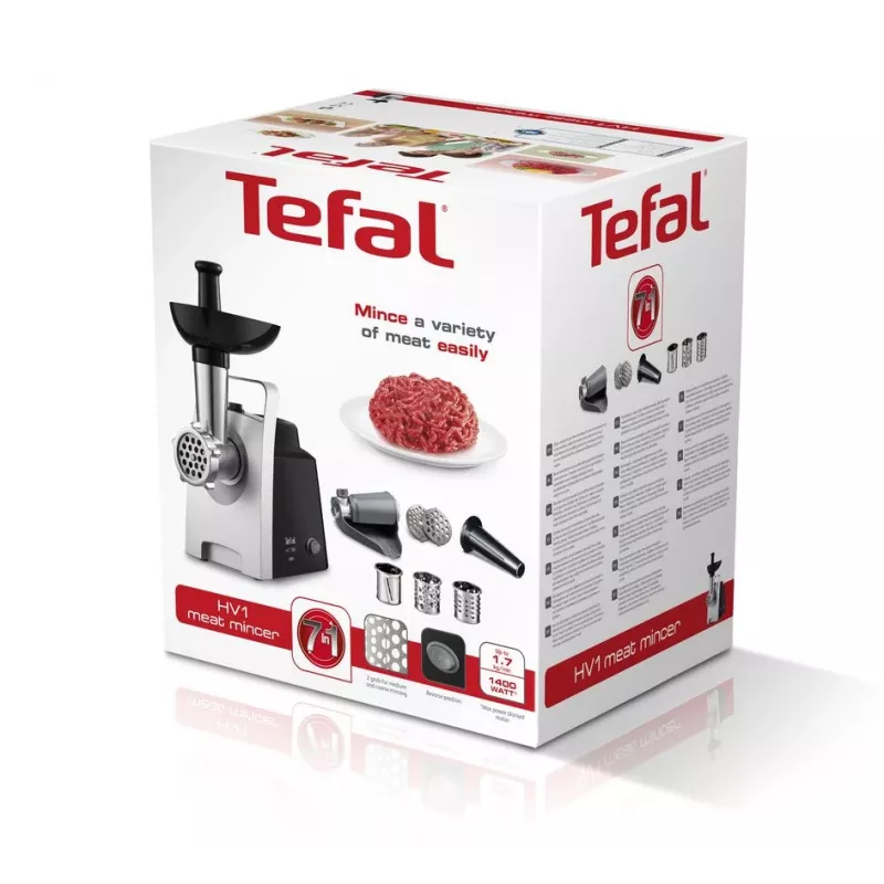 Tefal HV1 NE1098 mėsmalė 1400 W 1,7 kg/min Juoda, Sidabrinė