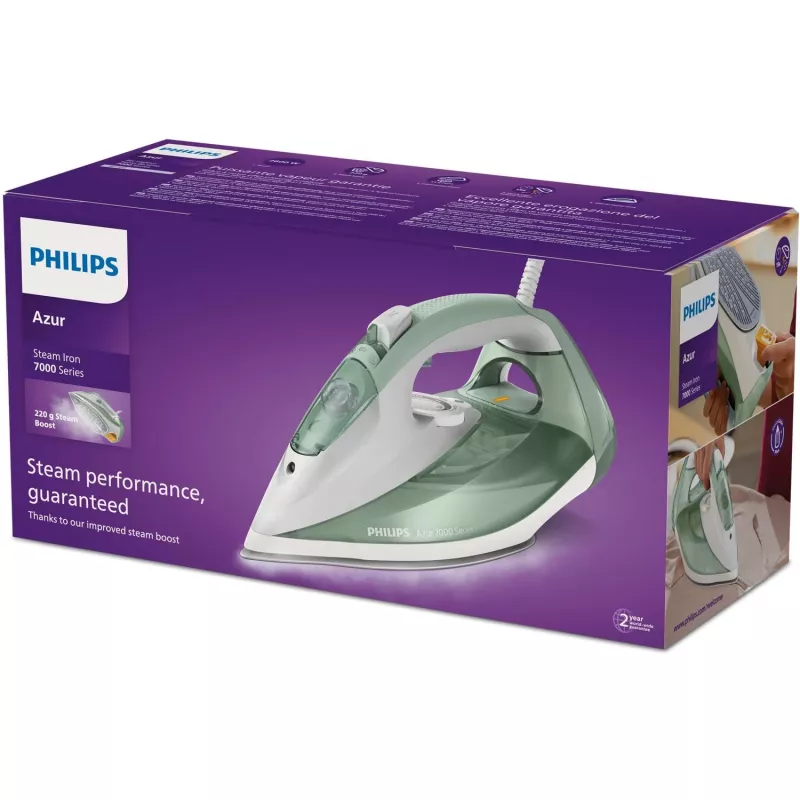 Philips 7000 serijos DST7012/70 lygintuvas Garinis lygintuvas SteamGlide Plus padas 2600 W Žalia, Pilka