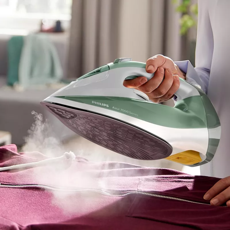 Philips 7000 serijos DST7012/70 lygintuvas Garinis lygintuvas SteamGlide Plus padas 2600 W Žalia, Pilka