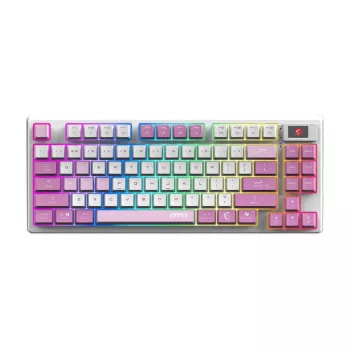 MSI FORGE GK600 TKL WIRELESS VIOLET klaviatūra, skirta žaidimams USB + Bluetooth QWERTY UK English Pink, Violet, White