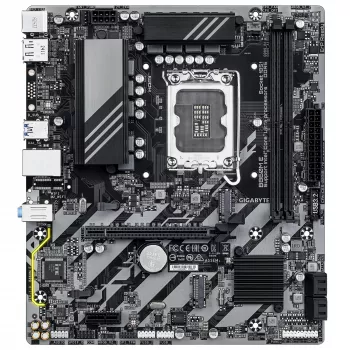 Micro-ATX pagrindinė plokštė GIGABYTE B860M E — LGA 1851, skirta Intel Core Ultra, DDR5 iki 8800 MHz (O.C), 2×PCIe 4.0 M.2, 1GbE
