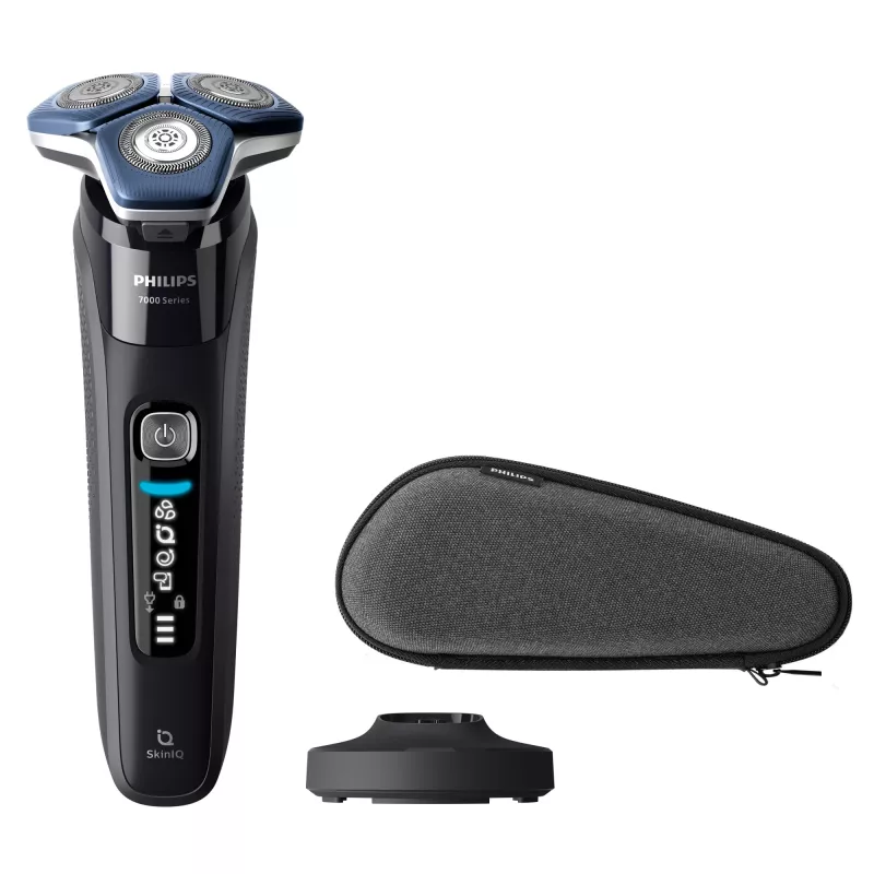 Elektrinis rotacinis barzdaskutė Philips Series 7000 S7886/35 — 3 galvutės, šlapias ir sausas skutimas, ličio jonų baterija, 60 min veikimo laikas, juoda