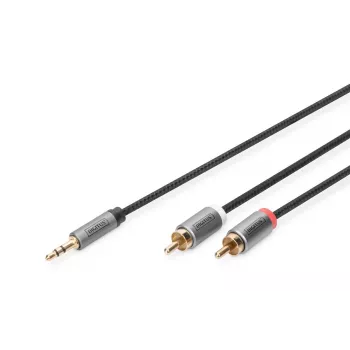 Garso adapterio laidas Digitus DB-510330-010-S 3,5 mm į RCA 1 m juodas