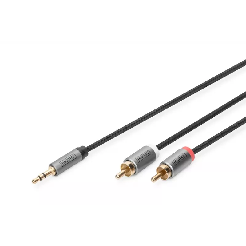 Garso adapterio laidas Digitus DB-510330-010-S 3,5 mm į RCA 1 m juodas