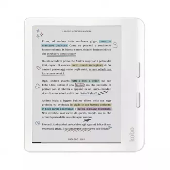 E. knygų skaityklė Kobo Libra Colour 7 colių E Ink Kaleido, 32 GB, Wi‑Fi, Bluetooth, atspari vandeniui, balta