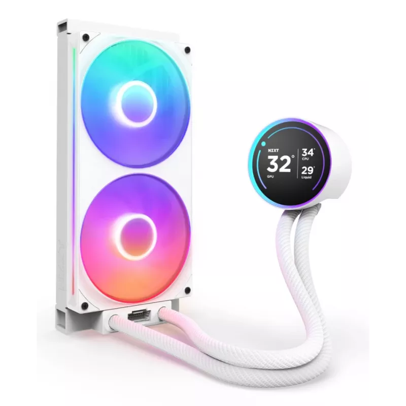 „Viskas viename“ skysčio aušintuvas NZXT Kraken Elite 280 RGB 14 cm baltas