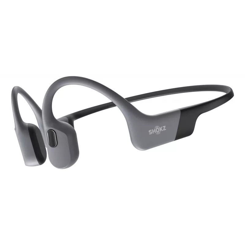 Ausinės Shokz OpenSwim Pro — atviros ausies kaulinio laidumo belaidės ausinės, IP68 atsparios vandeniui, Bluetooth 5.4, 32 GB, 9 h atkūrimo, pilkos