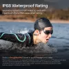 Ausinės Shokz OpenSwim Pro — atviros ausies kaulinio laidumo belaidės ausinės, IP68 atsparios vandeniui, Bluetooth 5.4, 32 GB, 9 h atkūrimo, pilkos