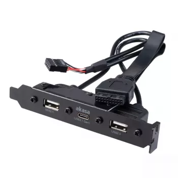 Vidinis adapterio kabelis Akasa AK-CBUB53-40BK USB 3.1 Gen 1 dvigubas USB 2.0 Type-A