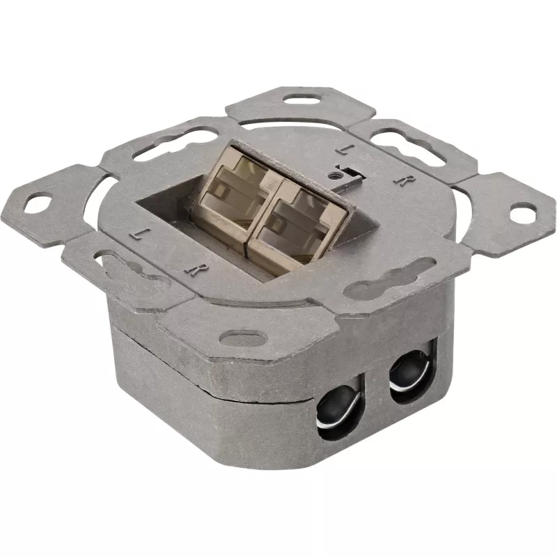 Sieninis lizdų dėklas InLine Cat.6 2x RJ45 horizontalus — paviršinis arba įleidžiamas montavimas