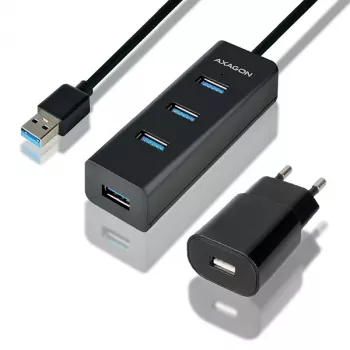 Axagon HUE-S2BP 4x USB 3.0 CHARGING šakotuvas su 1,2 m kabeliu, įskaitant kintamosios srovės adapterį