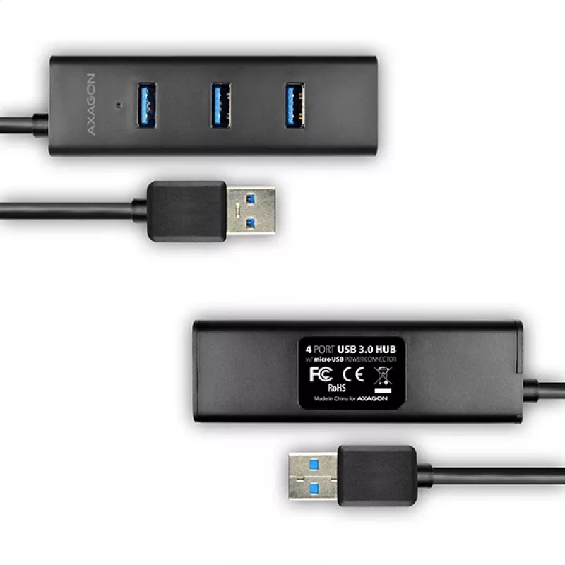 Axagon HUE-S2BP 4x USB 3.0 CHARGING šakotuvas su 1,2 m kabeliu, įskaitant kintamosios srovės adapterį