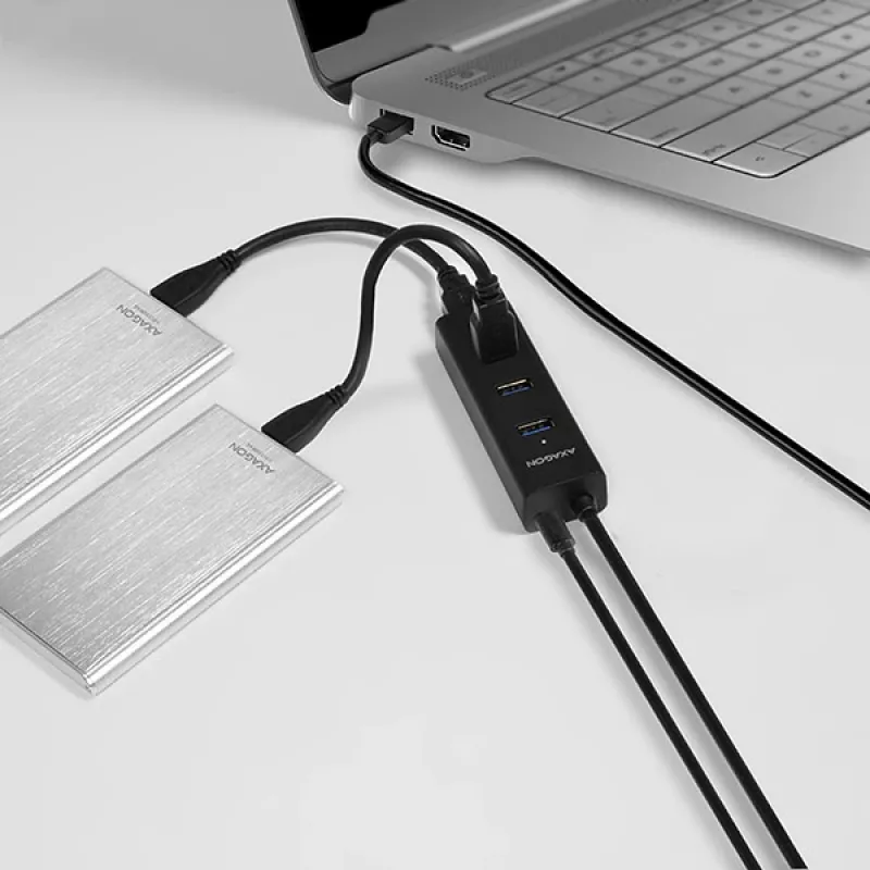Axagon HUE-S2BP 4x USB 3.0 CHARGING šakotuvas su 1,2 m kabeliu, įskaitant kintamosios srovės adapterį