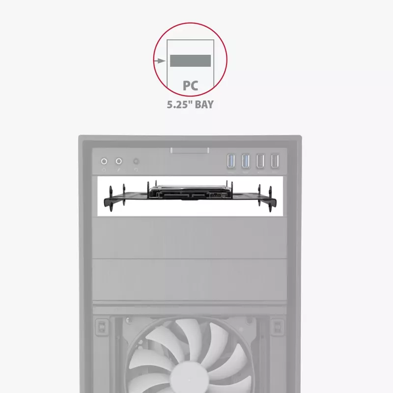 Axagon RHD-435 laikiklis 4x 2,5 colio arba 2x 2,5 colio HDD/SSD ir 1x 3,5 colio HDD į 5,25 colio nišą, metalinis