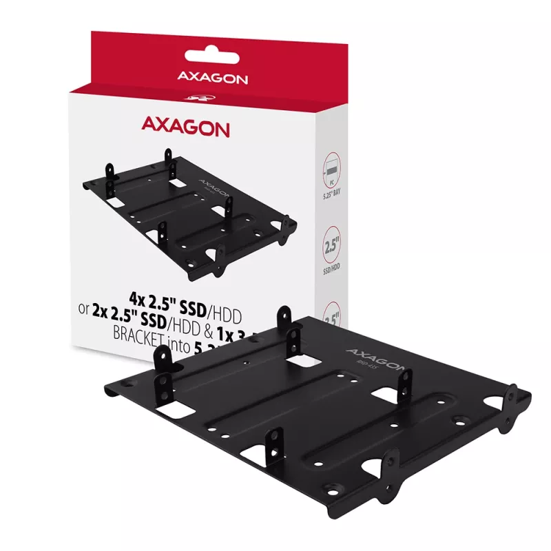 Axagon RHD-435 laikiklis 4x 2,5 colio arba 2x 2,5 colio HDD/SSD ir 1x 3,5 colio HDD į 5,25 colio nišą, metalinis