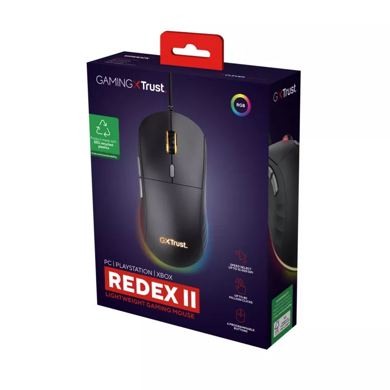 Trust GXT 925 REDEX II pelė Žaidimų Dešiniarankiams USB Type-A Lazeris 10000 DPI