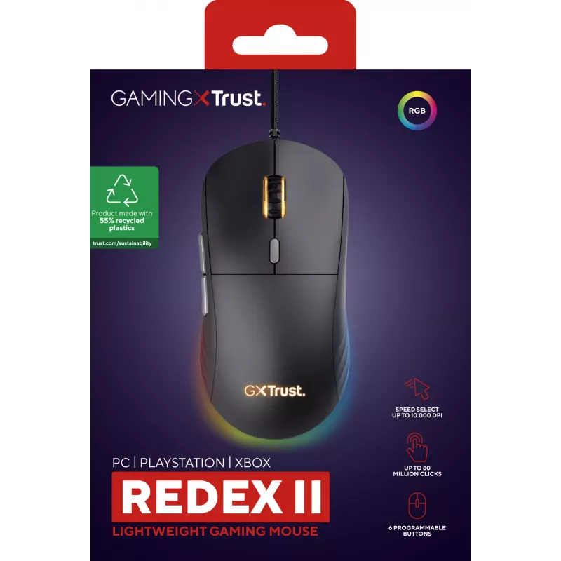 Trust GXT 925 REDEX II pelė Žaidimų Dešiniarankiams USB Type-A Lazeris 10000 DPI