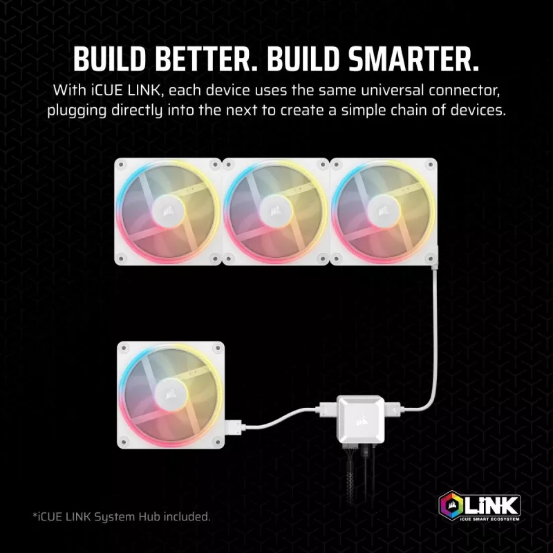 CORSAIR Icue Link Lx140-r RGB 140mm Pwm Reverse Fans Starter Kit - Balta