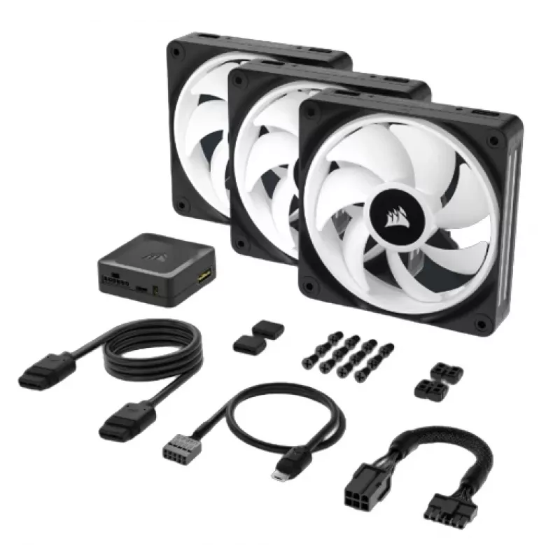 CORSAIR Qx RGB serijos Icue Link Qx120 RGB 120 mm magnetinio kupolo RGB ventiliatoriaus pradinis rinkinys