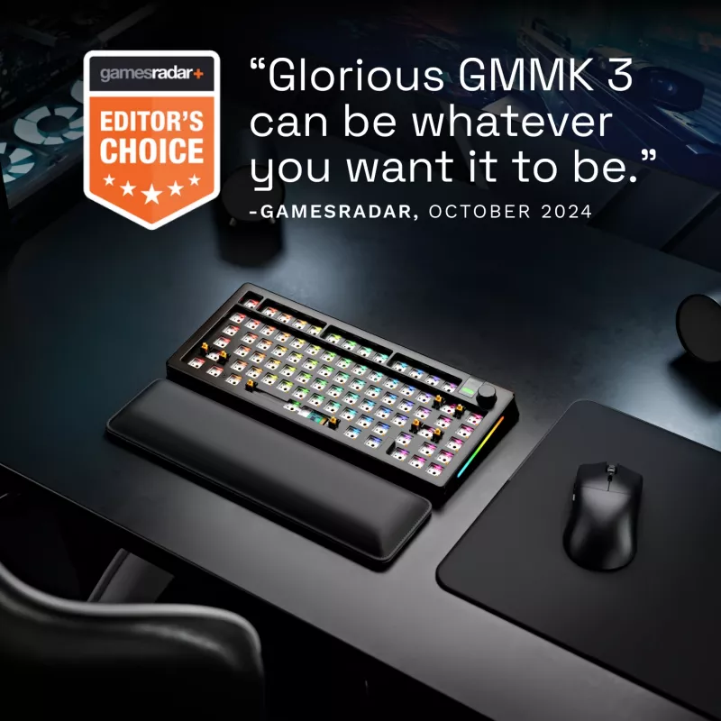 Mechaninė klaviatūra GLORIOUS GMMK 3 PRO 75% Barebones laidinė USB, RGB, juoda, 2 m laidas