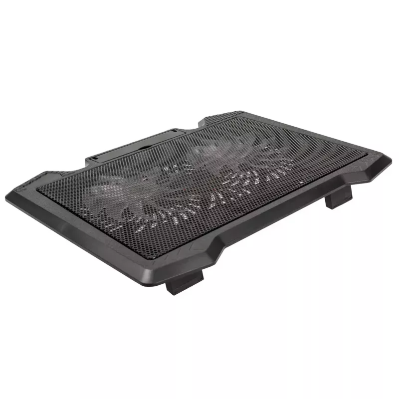 Nešiojamojo kompiuterio aušinimo padėklas Kolink KL-N200, skirtas nešiojamiesiems kompiuteriams iki 39,6 cm (15,6 colio), 2 ventiliatoriai 140 mm, USB maitinimas, juodas