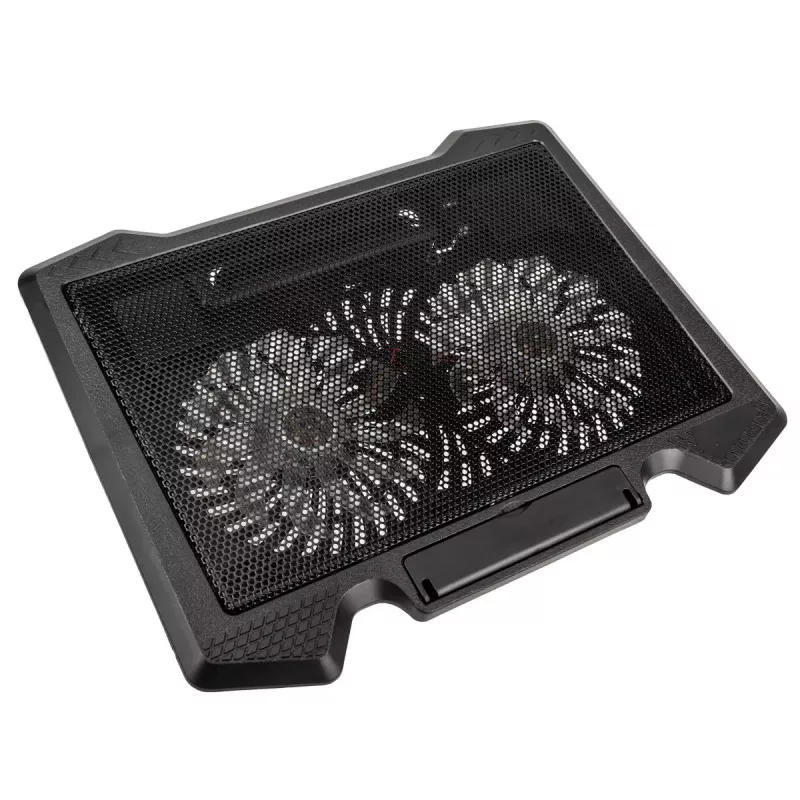 Nešiojamojo kompiuterio aušinimo padėklas Kolink KL-N200, skirtas nešiojamiesiems kompiuteriams iki 39,6 cm (15,6 colio), 2 ventiliatoriai 140 mm, USB maitinimas, juodas