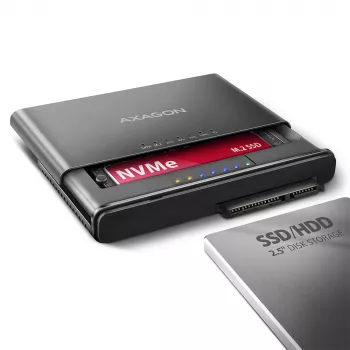 Clone Master USB-C Axagon ADSA-CC NVMe M.2 SSD ir SATA HDD