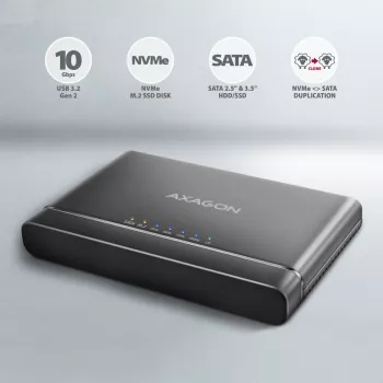 Clone Master USB-C Axagon ADSA-CC NVMe M.2 SSD ir SATA HDD