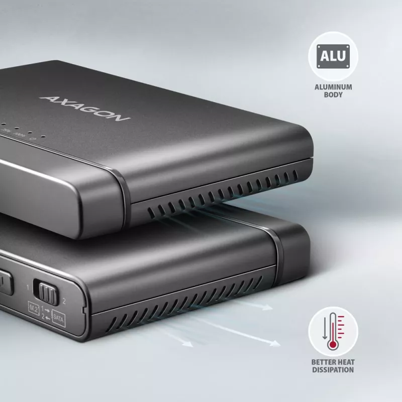 Clone Master USB-C Axagon ADSA-CC NVMe M.2 SSD ir SATA HDD
