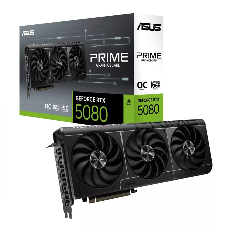 Vaizdo plokštė ASUS GeForce RTX 5080 — 16 GB GDDR7, 256 bitų, PCIe 5.0, 3x DisplayPort, 1x HDMI, 306×126×50 mm