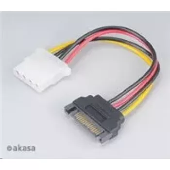 Akasa SATA–4 kontaktų Molex adapteris AK‑CBPW03‑KT02 15 cm kabelis, 2 vnt. pakuotė