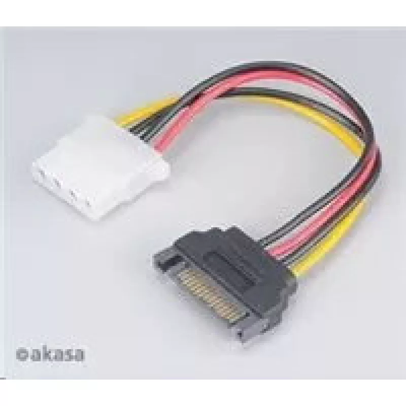 Akasa SATA–4 kontaktų Molex adapteris AK‑CBPW03‑KT02 15 cm kabelis, 2 vnt. pakuotė