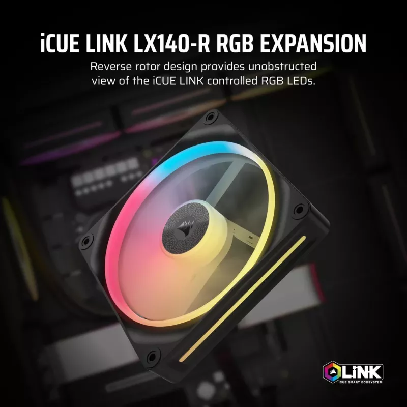 Ventiliatorius Corsair iCUE LINK LX140-R RGB 14 cm Juodas 2000 RPM 3.55 mmH2O