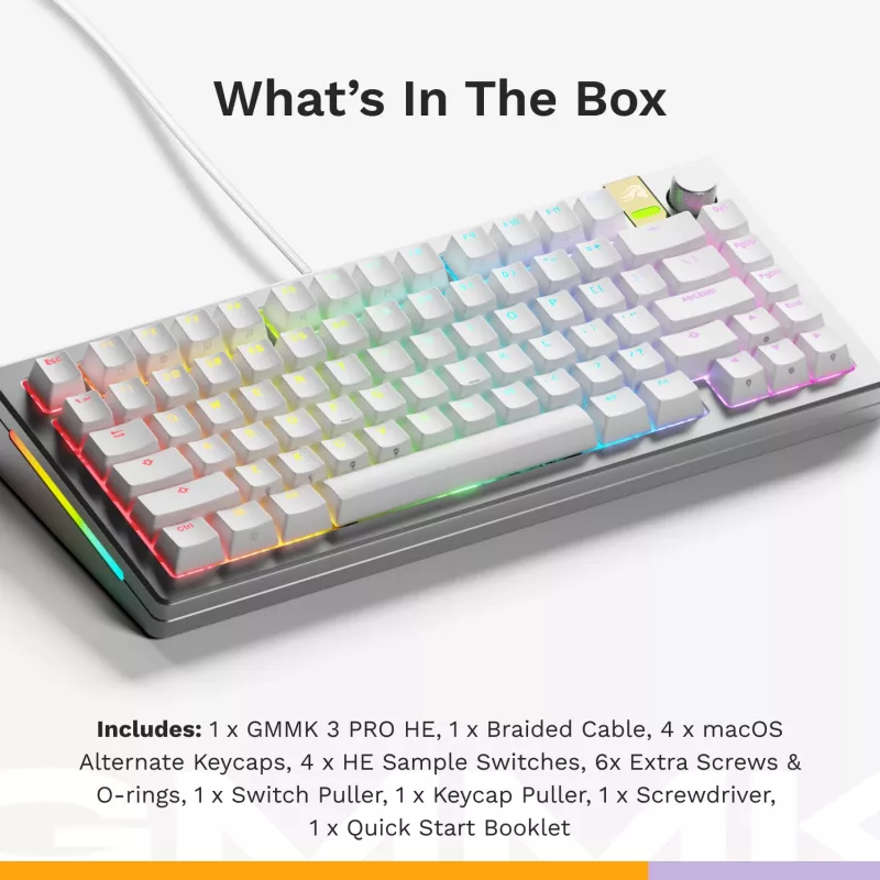 Mechaninė žaidimų klaviatūra GLORIOUS GMMK 3 PRO HE 75% surinkta laidinė USB QWERTY sidabrinė
