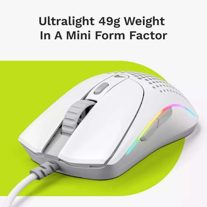 Glorious Gaming Glorious Model O 2 Mini - Matinė balta, Dešiniarankė, Optinė, USB Type-A, 26000 DPI, Balta