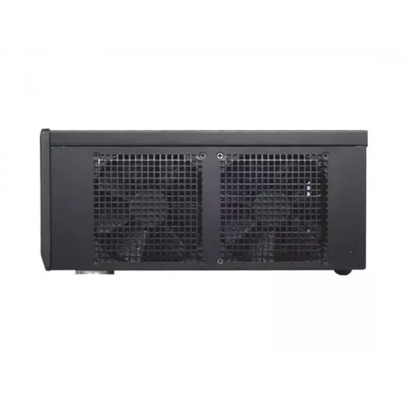 PC korpusas SILVERSTONE Grandia GD05 HTPC juodas — Mini‑ITX/DTX/Micro‑ATX, 2×3,5 colio + 2×2,5 colio, 1×5,25 colio, 3×120 mm šoniniai ventiliatoriai, USB 3.0
