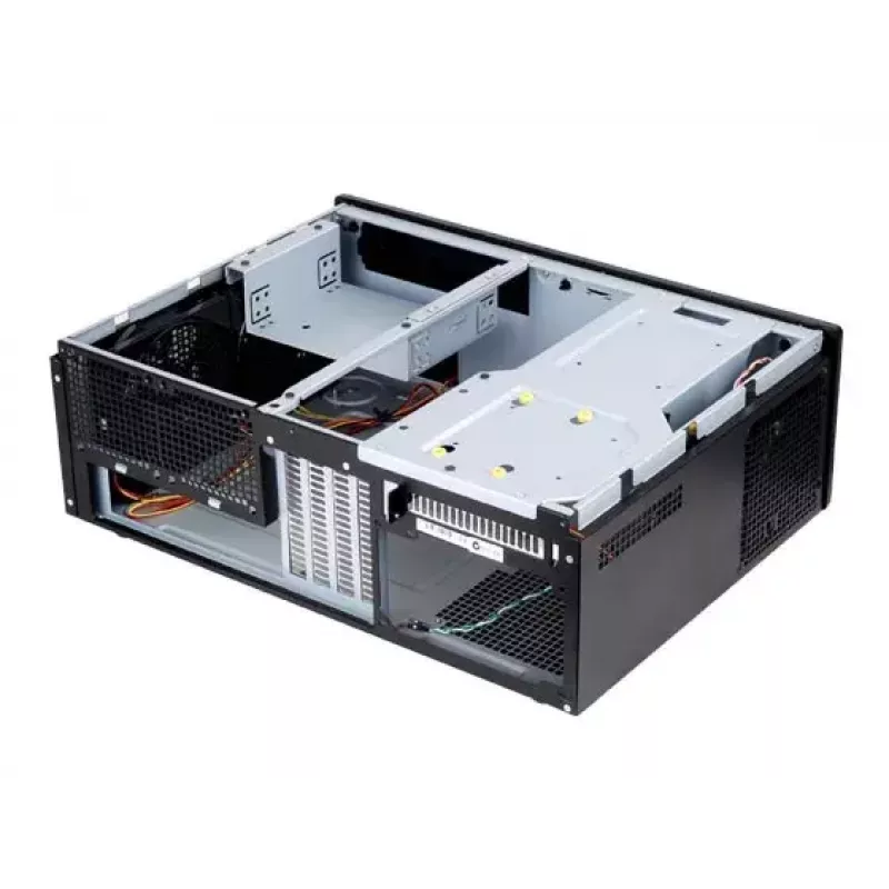 PC korpusas SILVERSTONE Grandia GD05 HTPC juodas — Mini‑ITX/DTX/Micro‑ATX, 2×3,5 colio + 2×2,5 colio, 1×5,25 colio, 3×120 mm šoniniai ventiliatoriai, USB 3.0