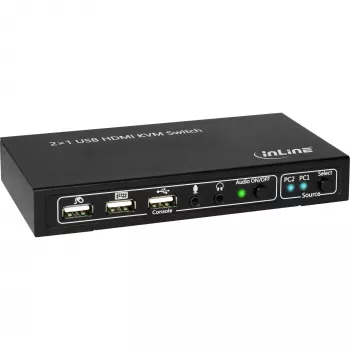 InLine 2x1 HDMI KVM jungiklis, 2x1, HDMI 4K2K, USB 2.0 šakotuvas, su garso įvestimi