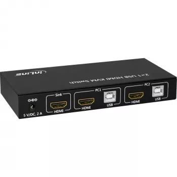 InLine 2x1 HDMI KVM jungiklis, 2x1, HDMI 4K2K, USB 2.0 šakotuvas, su garso įvestimi