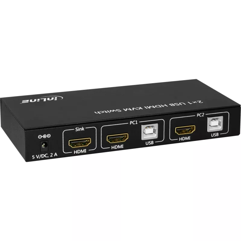 InLine 2x1 HDMI KVM jungiklis, 2x1, HDMI 4K2K, USB 2.0 šakotuvas, su garso įvestimi