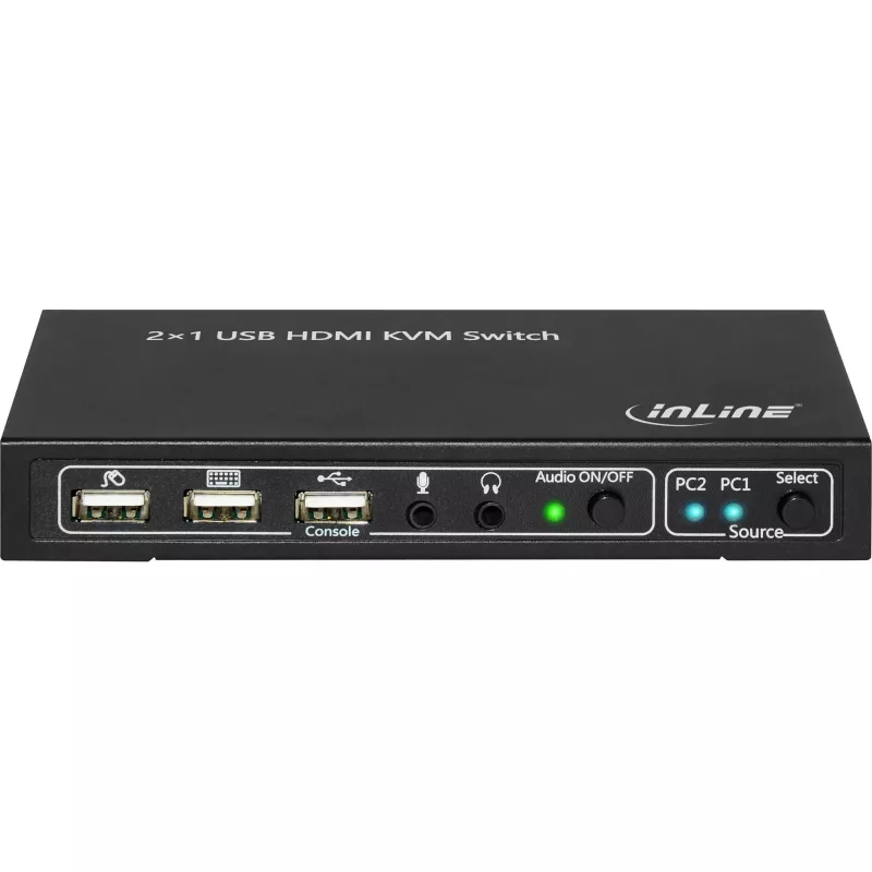 InLine 2x1 HDMI KVM jungiklis, 2x1, HDMI 4K2K, USB 2.0 šakotuvas, su garso įvestimi
