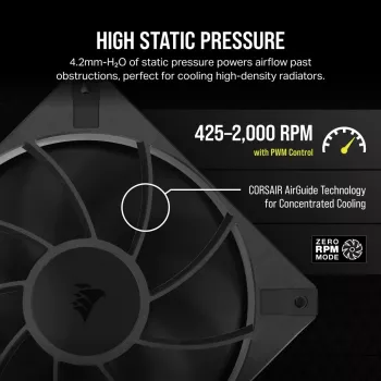 Corsair RS120 MAX ventiliatorius 12 cm juodas 2000 RPM 3 vnt.
