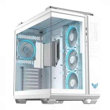 PC Case ASUS TUF GAMING GT502 Horizon TG ARGB White — Midi Tower, ATX, grūdintas stiklas, 4×3,5 colio nišos, maks. GPU 400 mm