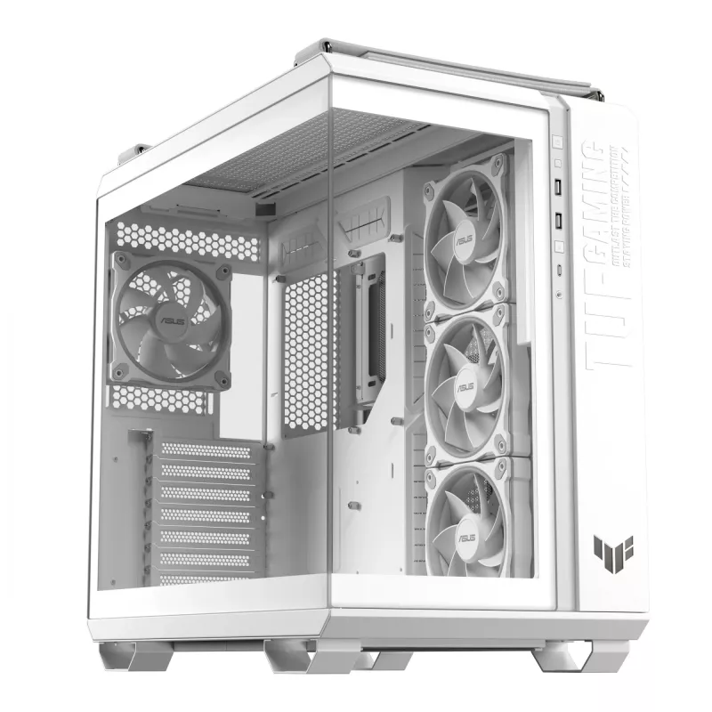 PC Case ASUS TUF GAMING GT502 Horizon TG ARGB White — Midi Tower, ATX, grūdintas stiklas, 4×3,5 colio nišos, maks. GPU 400 mm