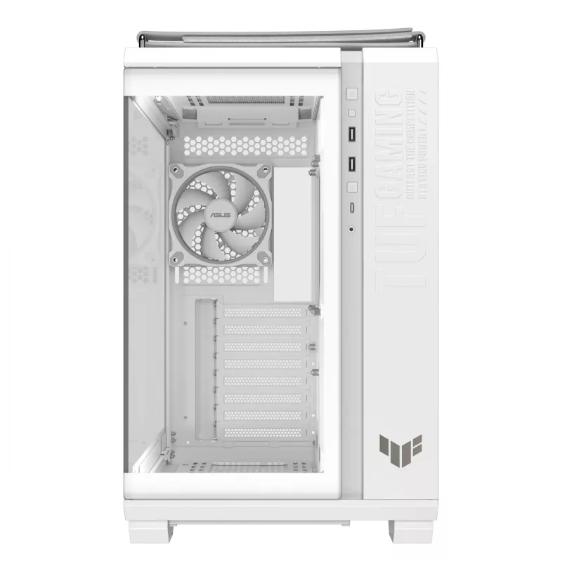PC Case ASUS TUF GAMING GT502 Horizon TG ARGB White — Midi Tower, ATX, grūdintas stiklas, 4×3,5 colio nišos, maks. GPU 400 mm