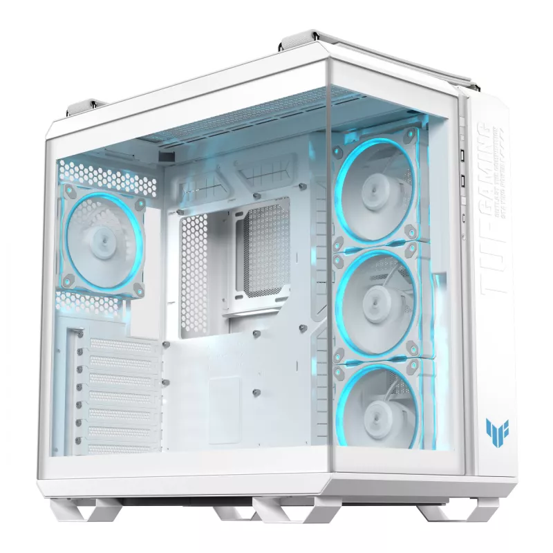 PC Case ASUS TUF GAMING GT502 Horizon TG ARGB White — Midi Tower, ATX, grūdintas stiklas, 4×3,5 colio nišos, maks. GPU 400 mm