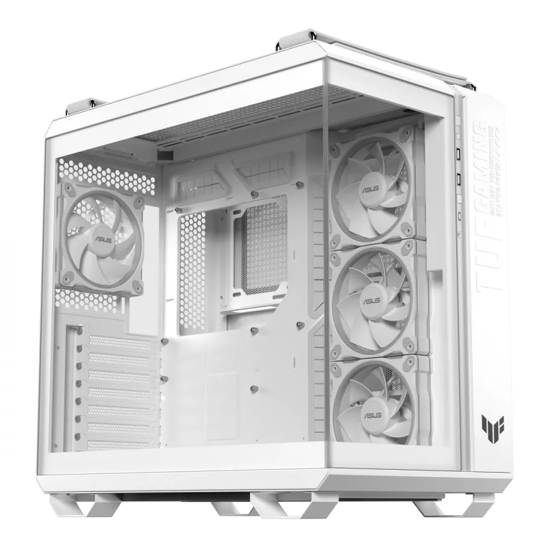 PC Case ASUS TUF GAMING GT502 Horizon TG ARGB White — Midi Tower, ATX, grūdintas stiklas, 4×3,5 colio nišos, maks. GPU 400 mm