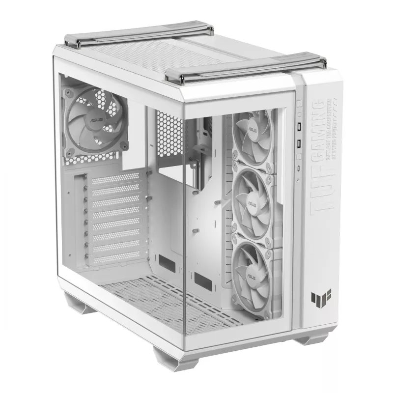 PC Case ASUS TUF GAMING GT502 Horizon TG ARGB White — Midi Tower, ATX, grūdintas stiklas, 4×3,5 colio nišos, maks. GPU 400 mm
